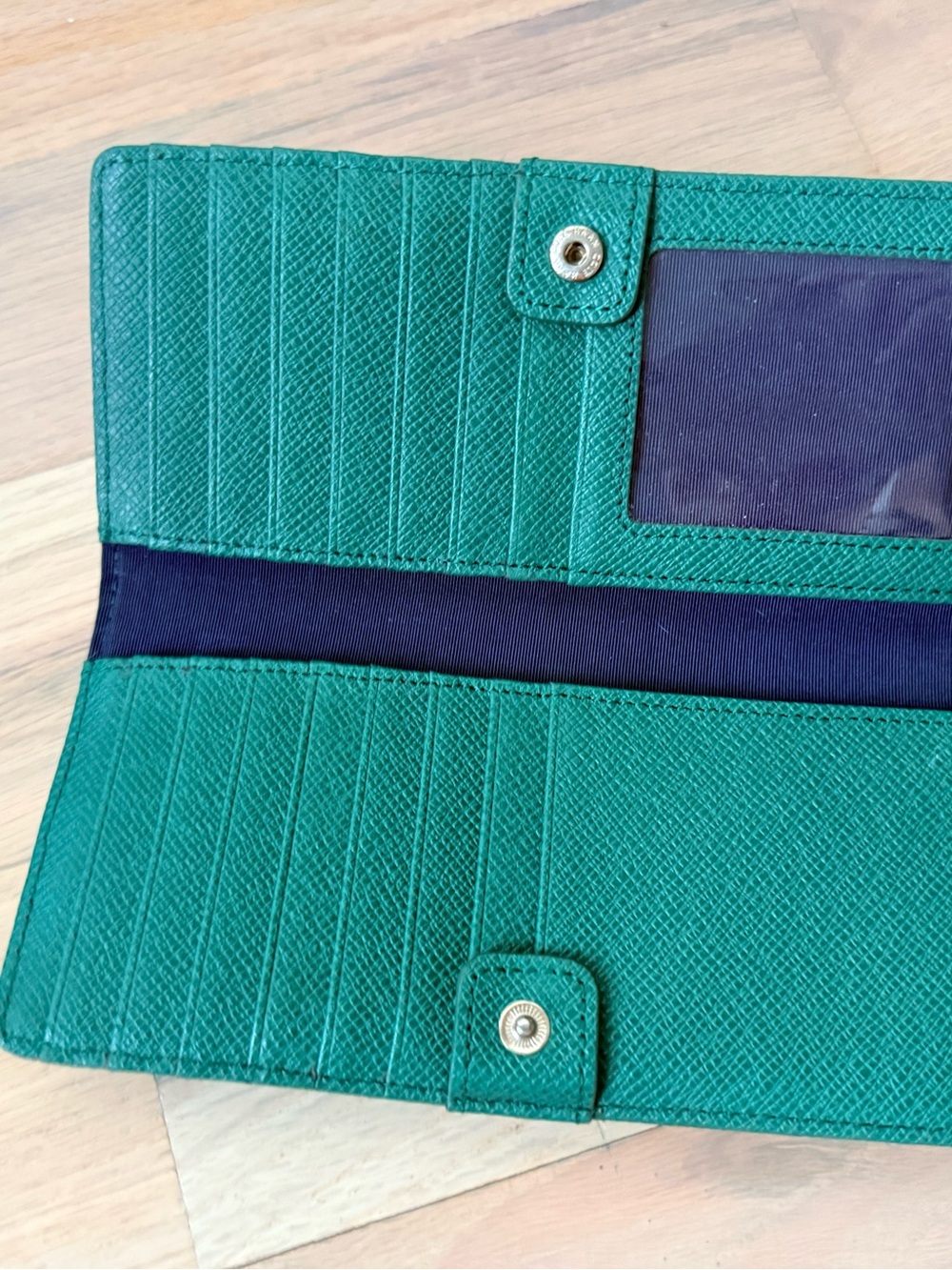 Cole Haan Emerald Green Saffiano Wallet with Gold Accent - Picture 2 of 5